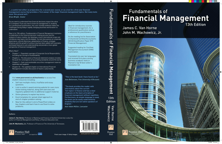 Fundamentals Of Financial Management Van Horne 13th Edition