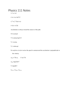 Physics 111 Notes