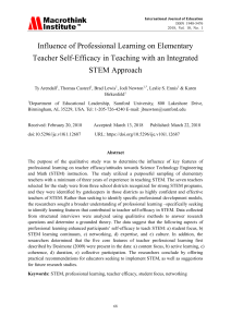 Influence of Professional Learning on Elementary Teacher Self-Efficacy in Teaching with an Integrated STEM Approach