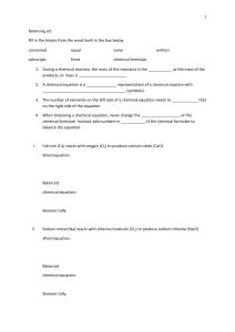 Balancing Chemical Equations Worksheet