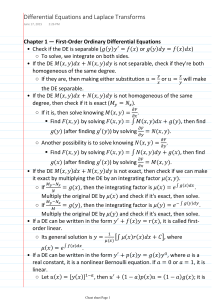 Ordinary Differential Equations Cheat Sheet