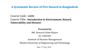 A Systematic Review of Fire Hazard in Bangladesh