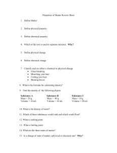 Properties of Matter Review Sheet