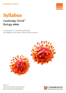 Biology Cambridge Syllabus 0610