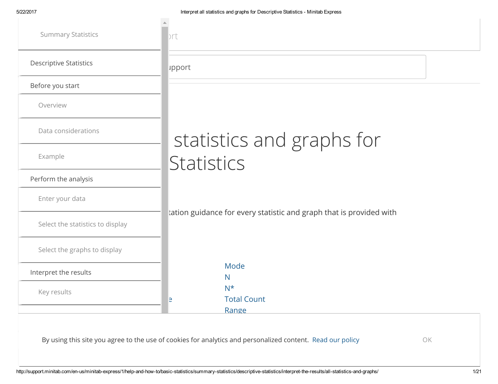 how to use minitab express to find t statistic