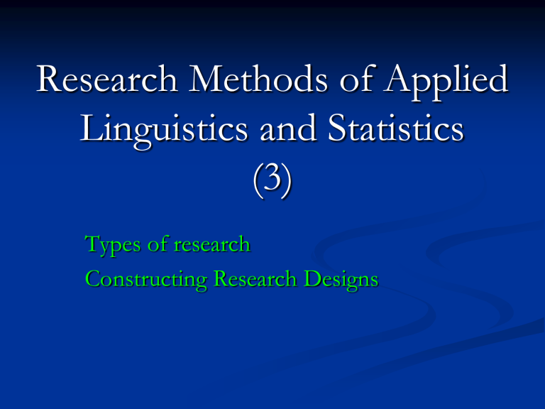 Research Methods In Linguistics