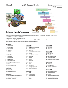 Biological Diversity Vocabulary Booklet