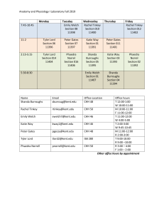 Anatomy & Physiology Lab Schedule Fall 2019