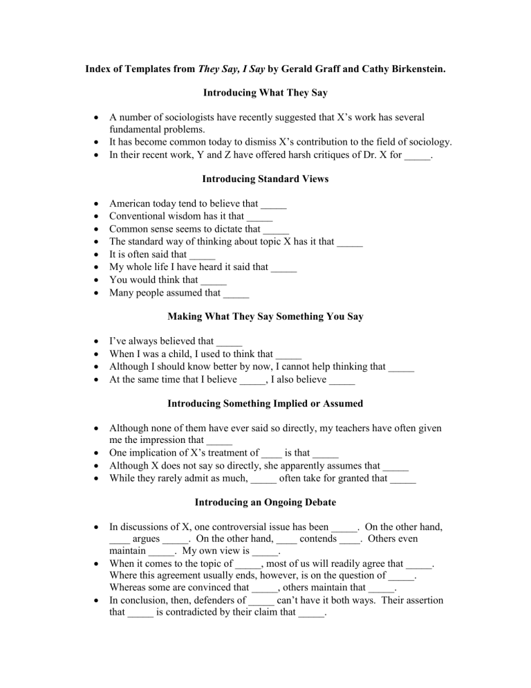 Index Of Templates From They Say How To Add Quotes