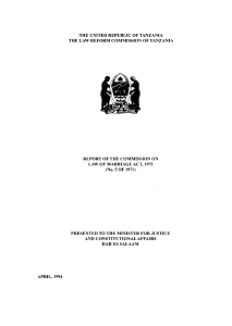 REPORT OF THE COMMISSION ON LAW OF MARRIAGE ACT, 1971 (No.5 