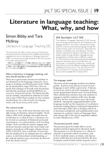 literature in language teaching: what, why, and how SIMON BIBBLY AND TARA 