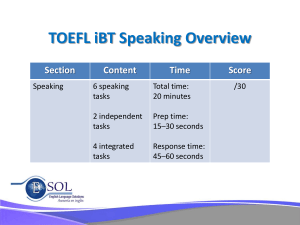 Overview TOEFL iBT Speaking