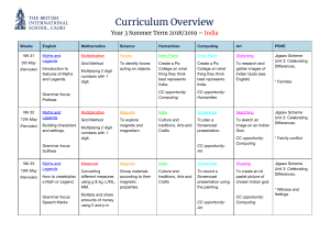 Y3 Curriculum Overview - Summer 2018-19