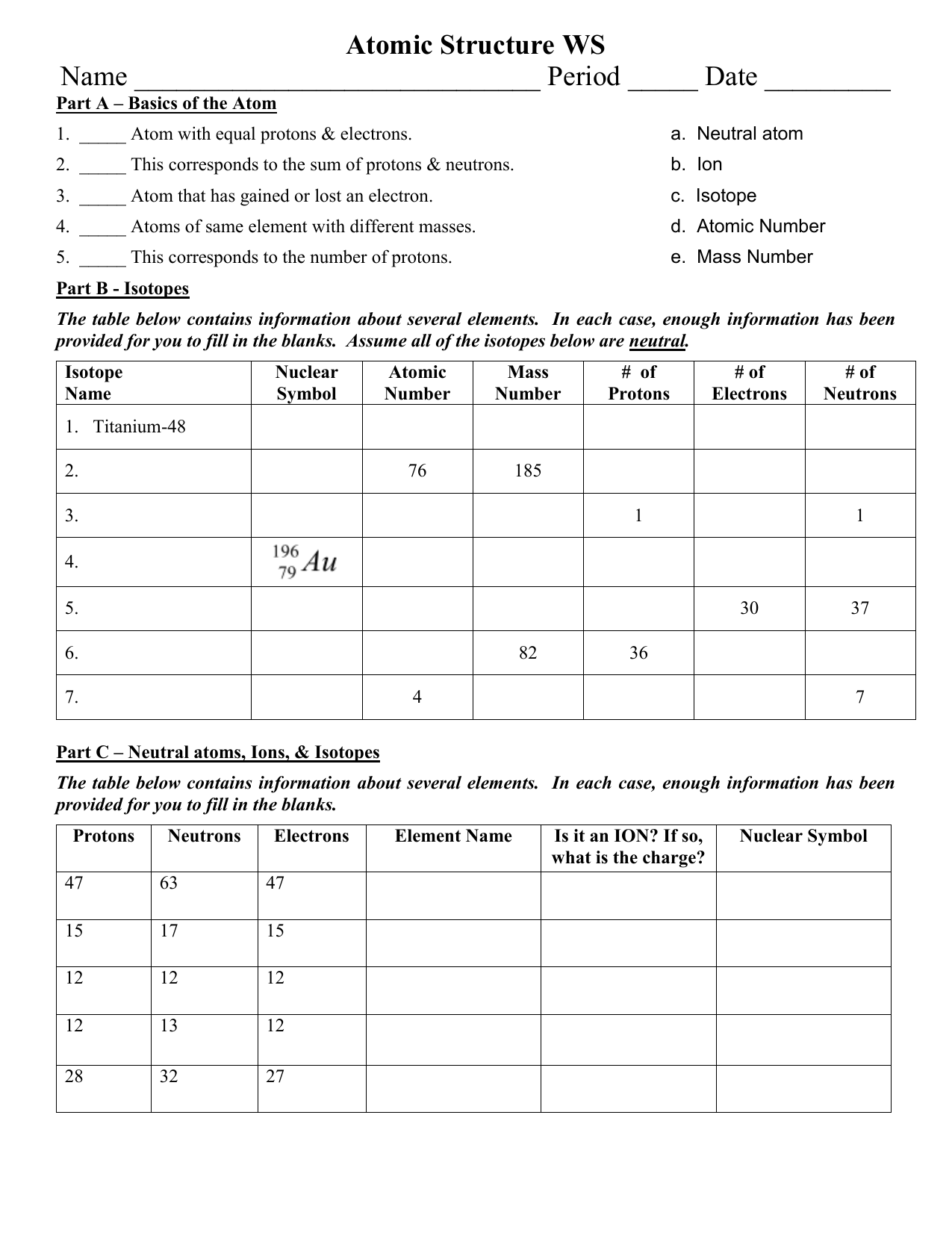 Atomic Structure Worksheet With Regard To Atomic Structure Practice Worksheet Answers