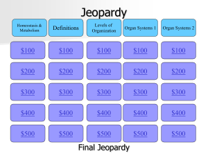 Jeopardy Organ Systems Levels of Organization Homeostasis