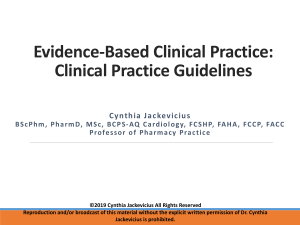 Clinical Practice Guidelines: Evidence-Based Practice