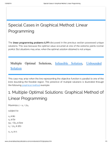 Special Cases in Graphical Method  Linear Programming