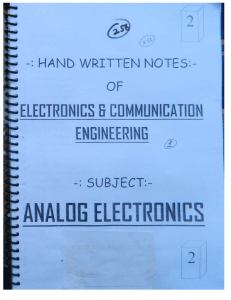 Analog Electronics Handwritten Notes