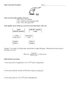 CH U6 A1 Number Mass Mole worksheet