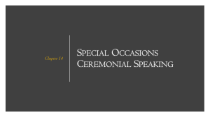 Special Occasions/Ceremonial Speaking