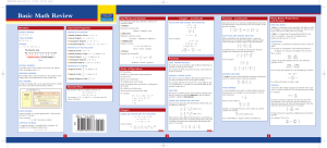 Basic Math Review Card