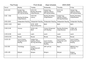 Copy of Tina Preiss     First Grade Class Schedule             2019-2020