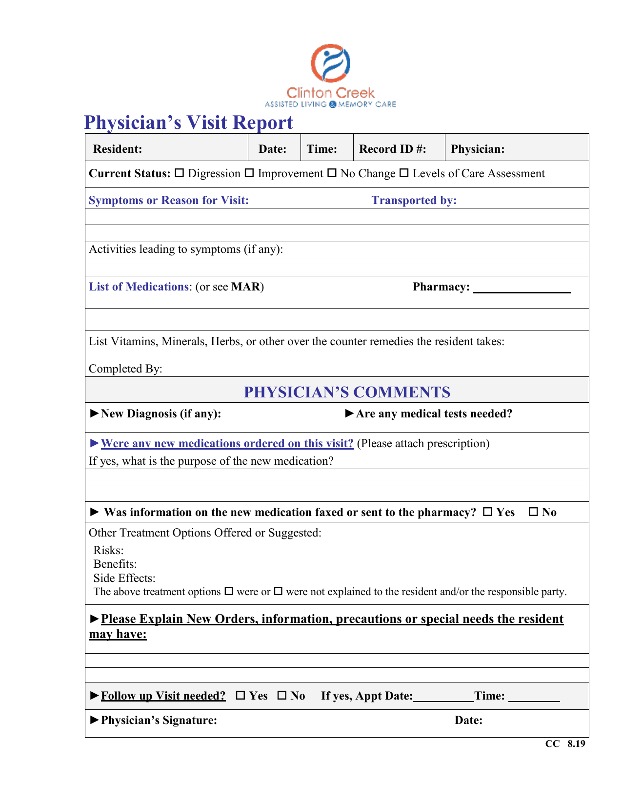 Physician Visit Report