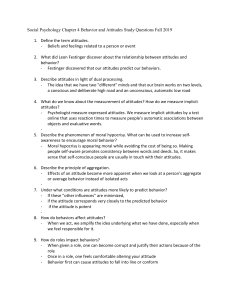 Social Psychology Chapter 4 Behavior and Attitudes Study Questions Fall 2019