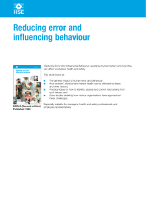 Reducing Error & Influencing Behavior: HSE Guidance