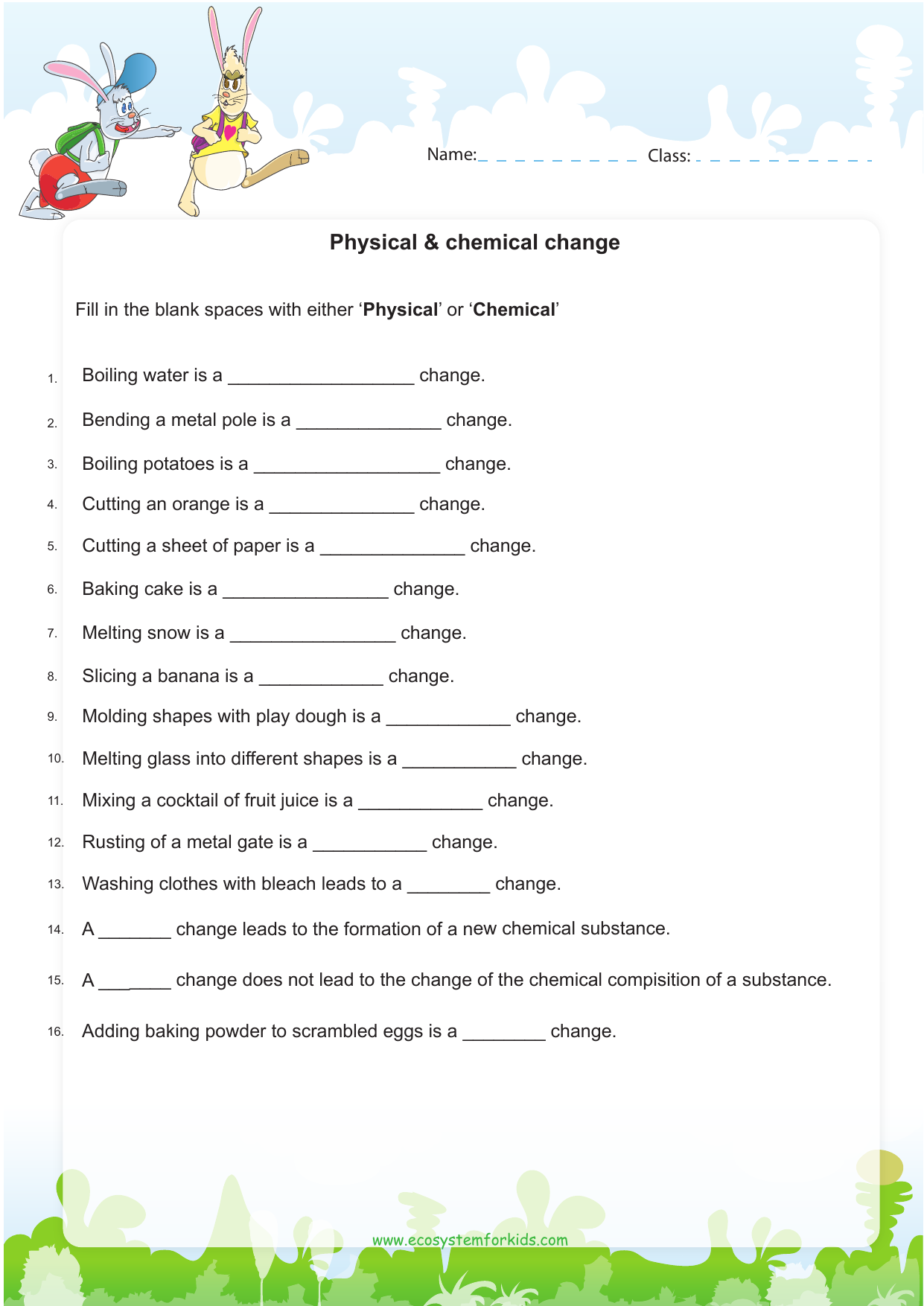 homework lesson 25physical-or-chemical-change-of-matter Throughout Physical Vs Chemical Changes Worksheet