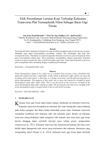 Efek perendama larutan kopi terhadap kekuatan transversa plat termoplastik nilon sebagau basis gigi tiruan