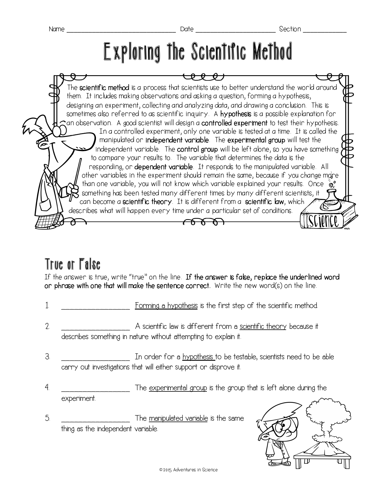 Scientific Method Worksheet Inside The Scientific Method Worksheet