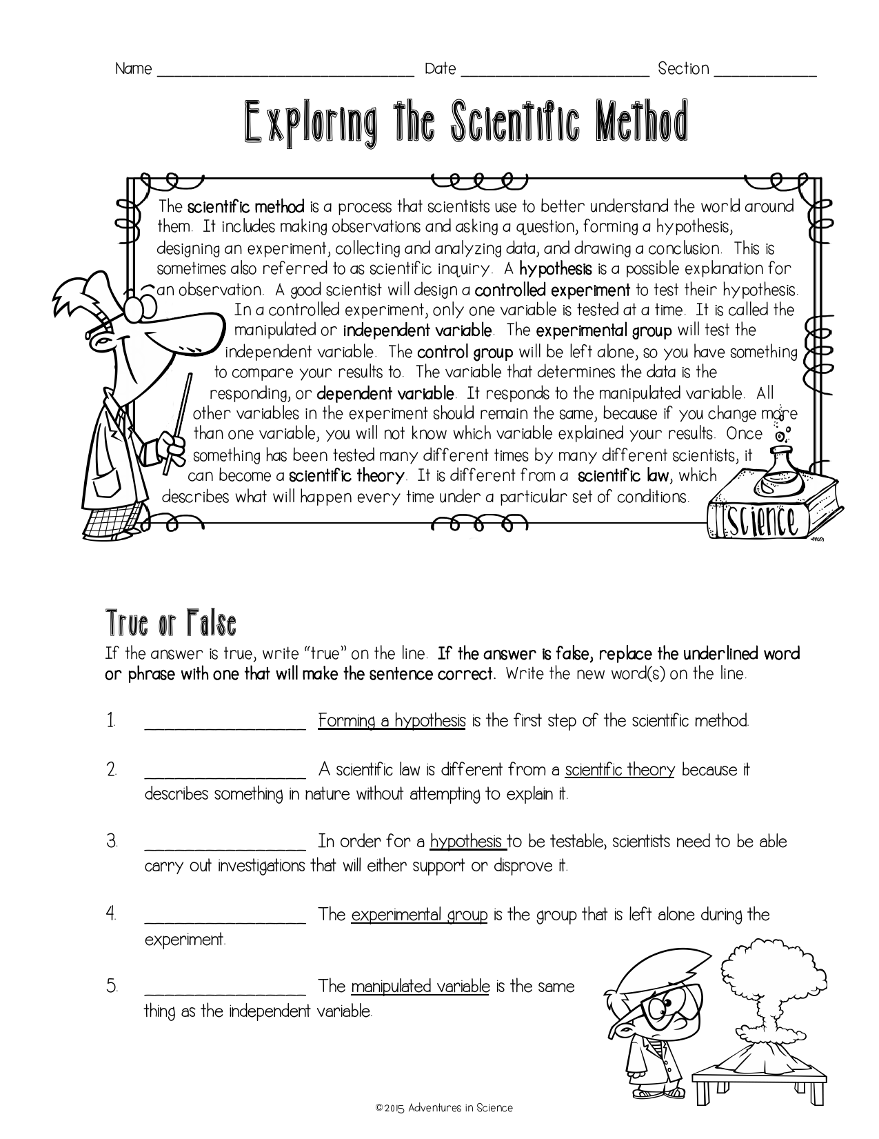 Scientific Method Worksheet Throughout  Scientific Method Worksheet Answer Key