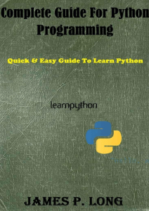 Complete Guide For Python Programming (2015)