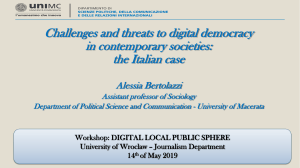 Challenges and threats to digital democracy  in contemporary societies: the case of Italy