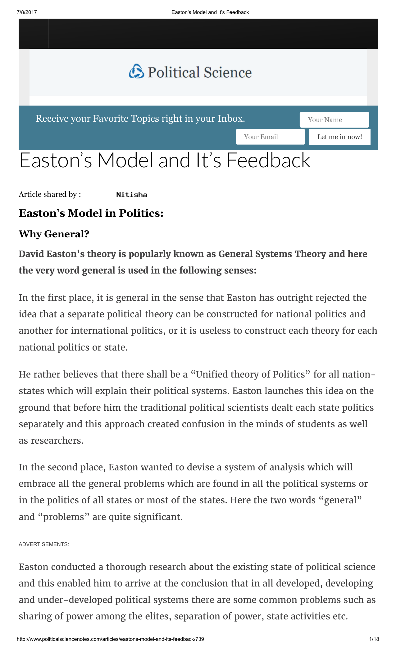 easton political system
