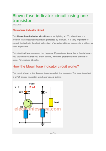 Blown fuse indicator circuit using one transistor