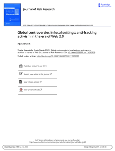 Global controversies in local settings anti fracking activism in the era of Web 2 0