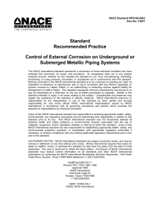 NACE RP0169-2002: Corrosion Control for Piping Systems