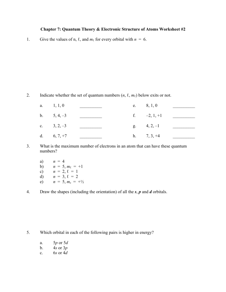 quantum-theory-electronic-structure-worksheet