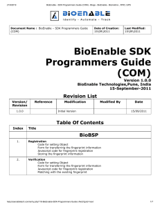 BioEnable - SDK Programmers Guide (COM) - Blogs - BioEnable - Biometrics , RFID, GPS
