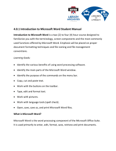 4-0-1 Introduction to Microsoft Word Student Manual