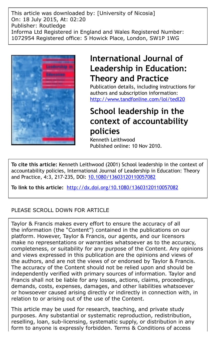 journal article on educational leadership