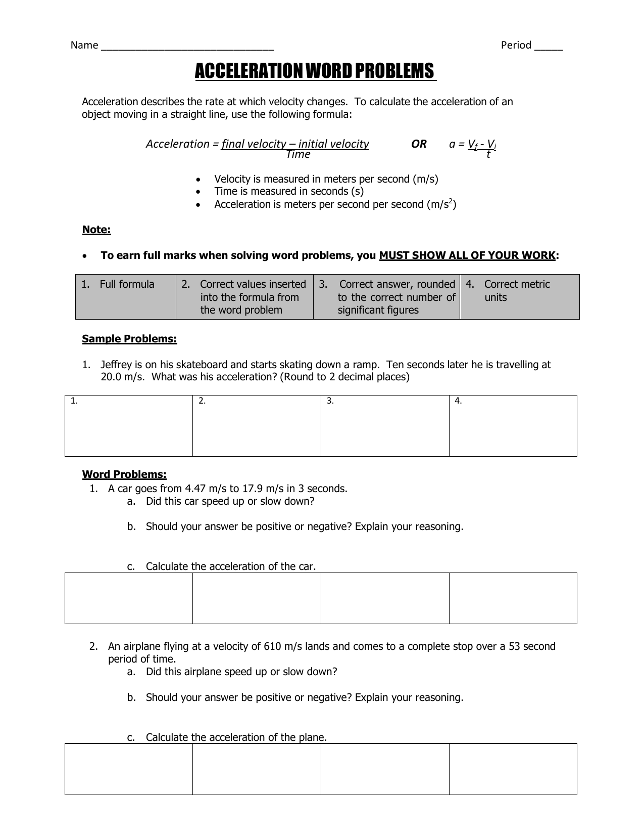 Intuitive Acceleration Problems