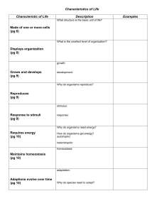 Characteristics of Life notes modified