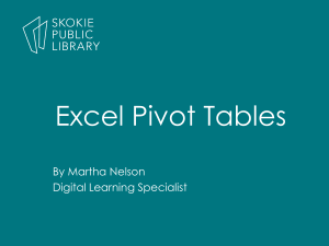 Excel Pivot Tables April 2016