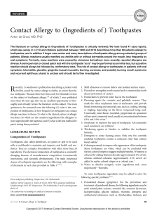 Contact Allergy to (Ingredients of) Toothpastes