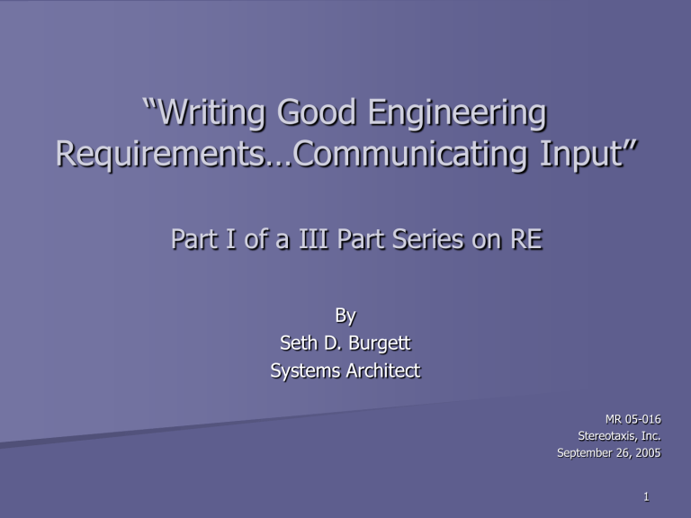 Writing Good Requirements