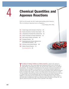 Chapter 4 Chemical Quantities and Aqueous Reactions