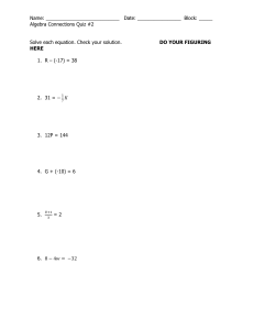 Algebra Connections Quiz #2